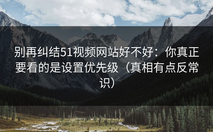 别再纠结51视频网站好不好：你真正要看的是设置优先级（真相有点反常识）