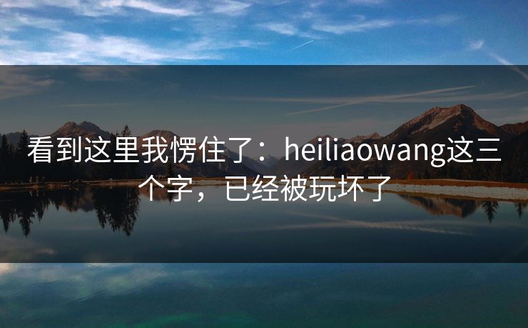 看到这里我愣住了：heiliaowang这三个字，已经被玩坏了